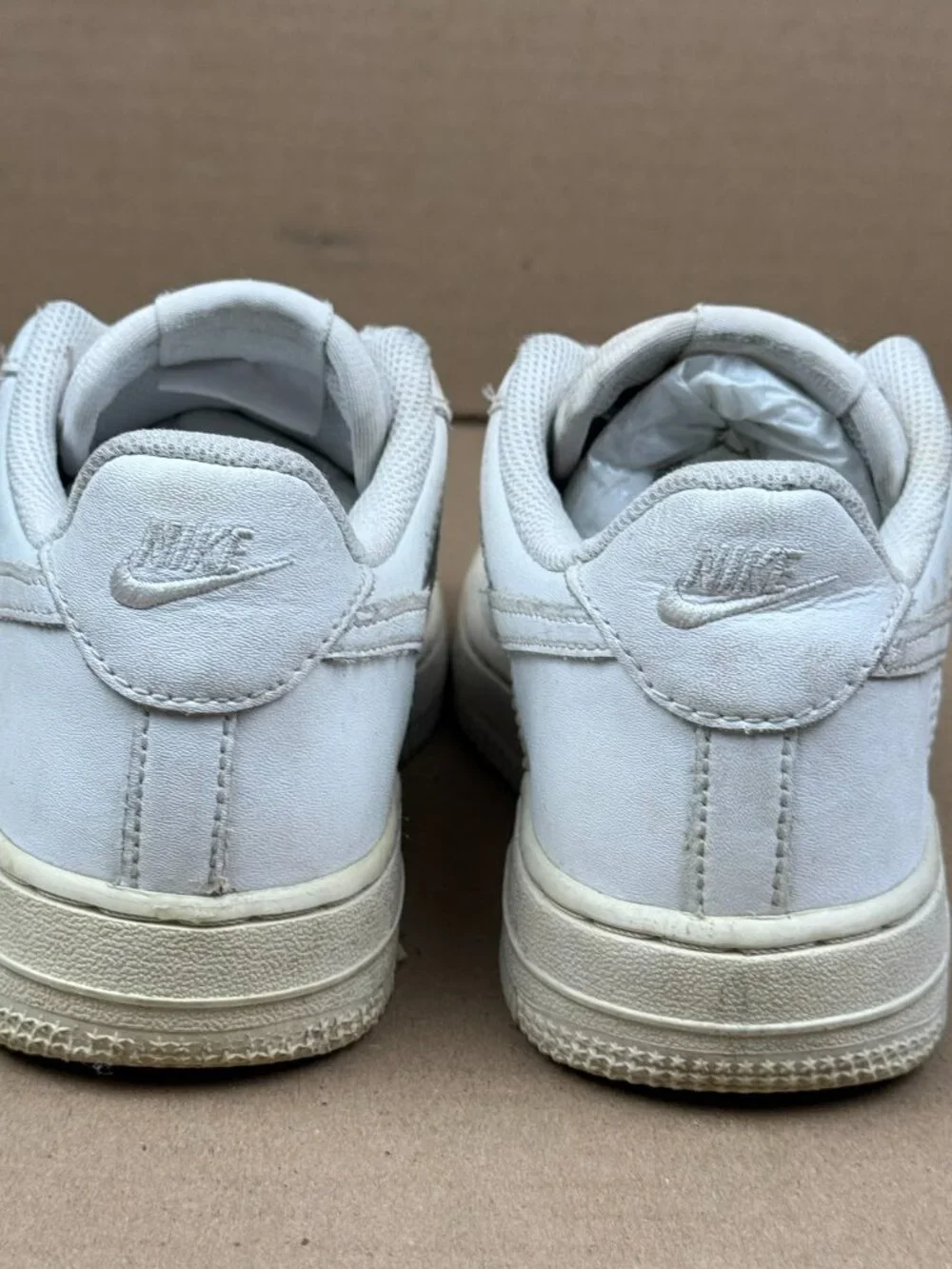 Nike Air Force 1 Youth Size 3Y Leather Sneakers long laces knot on laces stained